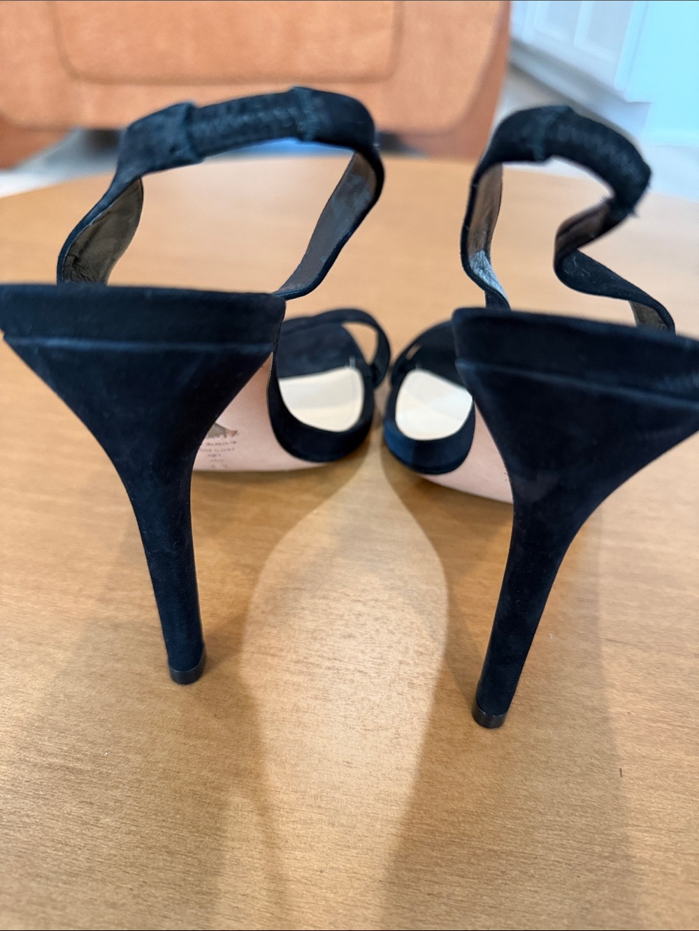 SCHUTZ Black Suede Open-Toe Slingback Heels - Picture 3 of 14